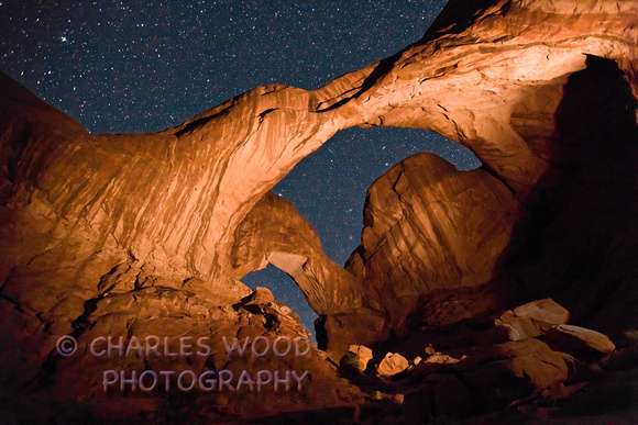 DOUBLE ARCH AND NIGHT SKY - ARCHES NATIONAL PARK, UTAH