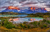 SUNRISE ON THE PAINE MASSIF - TORRES DEL PAINE NATIONAL PARK, CHILEAN PATAGONIA